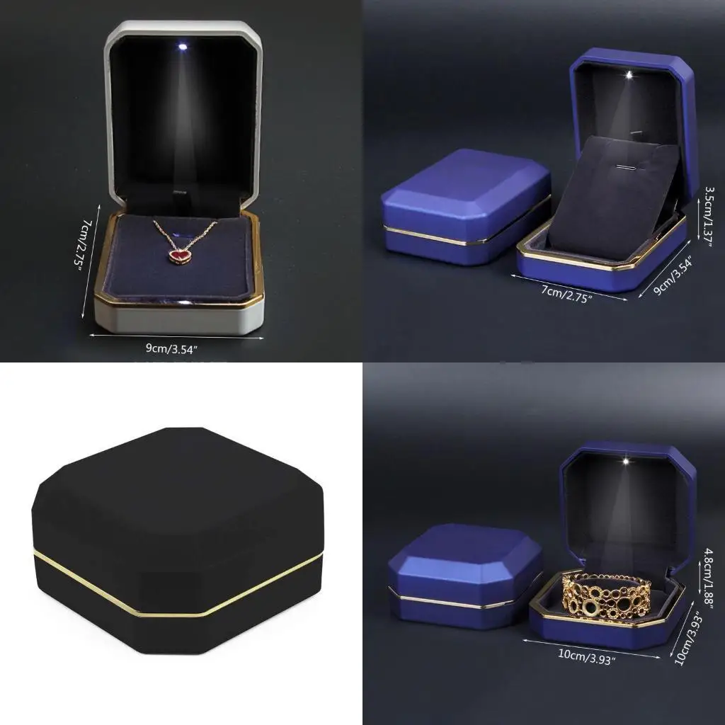 J78F مجوهرات هدية صندوق Led صندوق مضاء حلقة/قلادة/سوار/قلادة صندوق عرض مجوهرات هدية صندوق تخزين للاقتراح