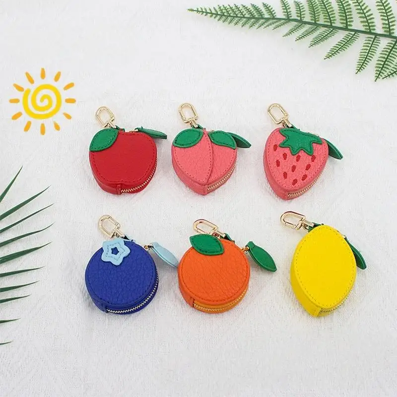 1 Stück Blaubeer-Design Frucht-Charm Münzbörse Niedlicher PU-Leder Anhänger Schlüsselanhänger Kopfhörer-Tasche Mini-Aufbewahrungstasche – Detail 6