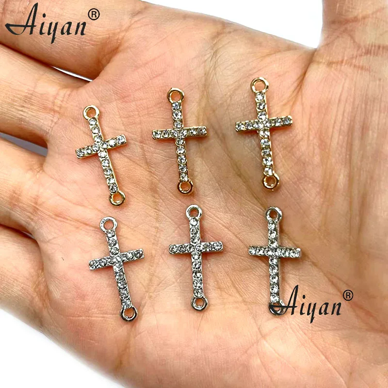 50 Pieces Religious Dot Drill Cross Double Orifice Fittings Steel And Kc  Gold  Plating  Can  Be  Handmade  Into  A DIY Bracelet