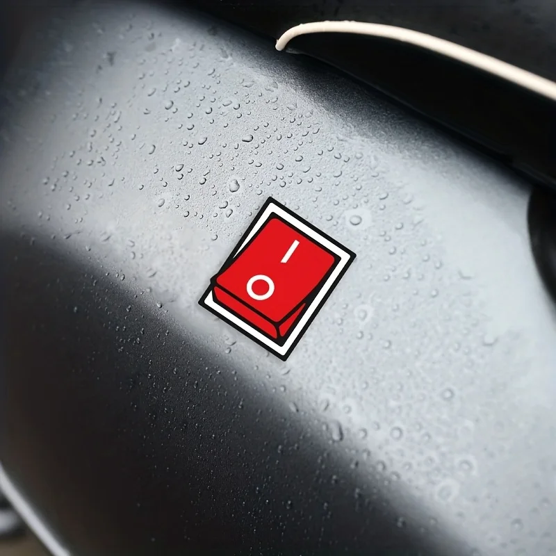 Adesivo de Vinil Gráfico à Prova d'Água com Interruptor de Energia Vermelho, Decalque Engraçado para Carro, Moto, Capacete e Decoração de Laptop