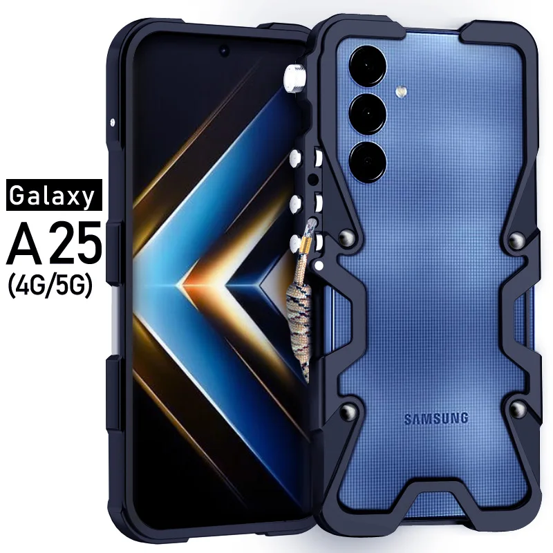 Pantser Schroef Metalen Frame Schokbestendige Hoes Voor Samsung Galaxy A54 A53 A52 A25 A15 5G 4G Aluminium Bumper Hoesjes Fundas