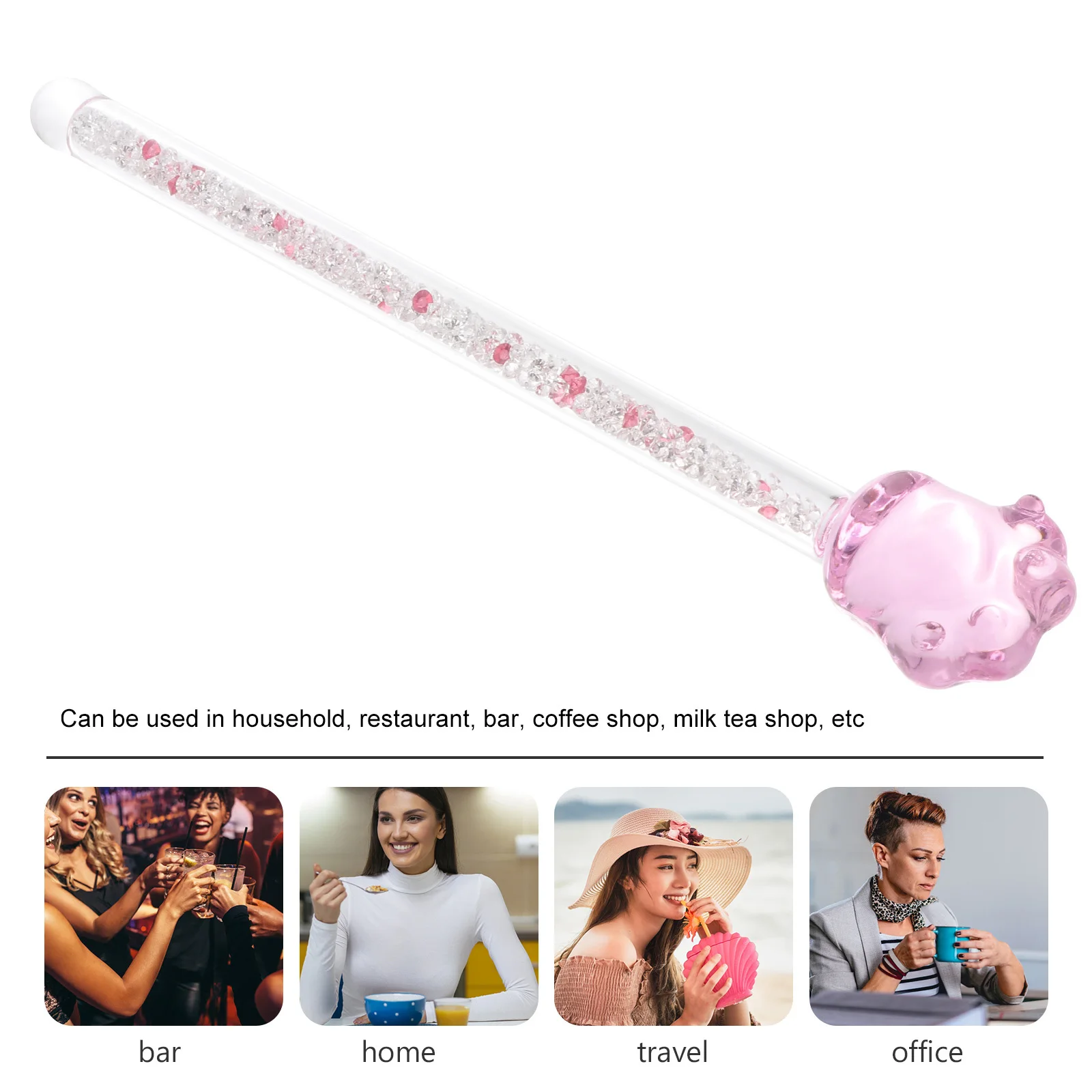 

Glass Stirring Rod Shiny Clear Hardened Design Multi-Function Stirrer for Home Cocktails Glass Stirring Rod
