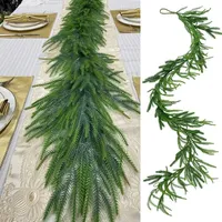 270cm Christmas Garlands Norfolk Pine Garland Artificial Faux Greenery Garland for Holiday Indoor Mantle Decor