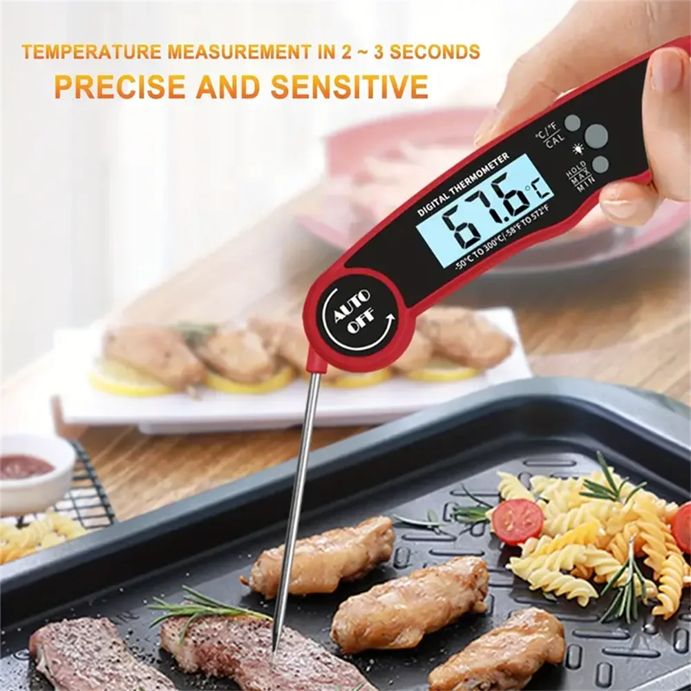 Digital Meat Thermometer Waterproof Kitchen Food Cooking BBQ Grilling Thermometer with Stainless Steel Probe