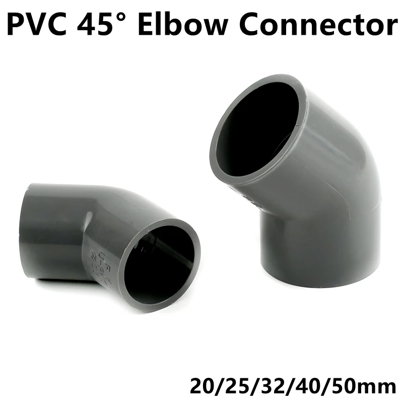 

1 ~ 15 шт. 20/25/32/40/50 мм серый ПВХ 45 градусов коленчатый соединитель ПВХ труба соединение садовый адаптер для орошения аквариум фитинги для аквариума
