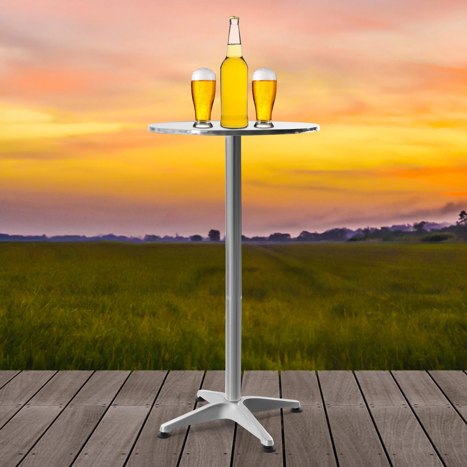 

Modern Metal Round Indoor/Outdoor Table with Base Bar Height Dining Table Flash Furniture