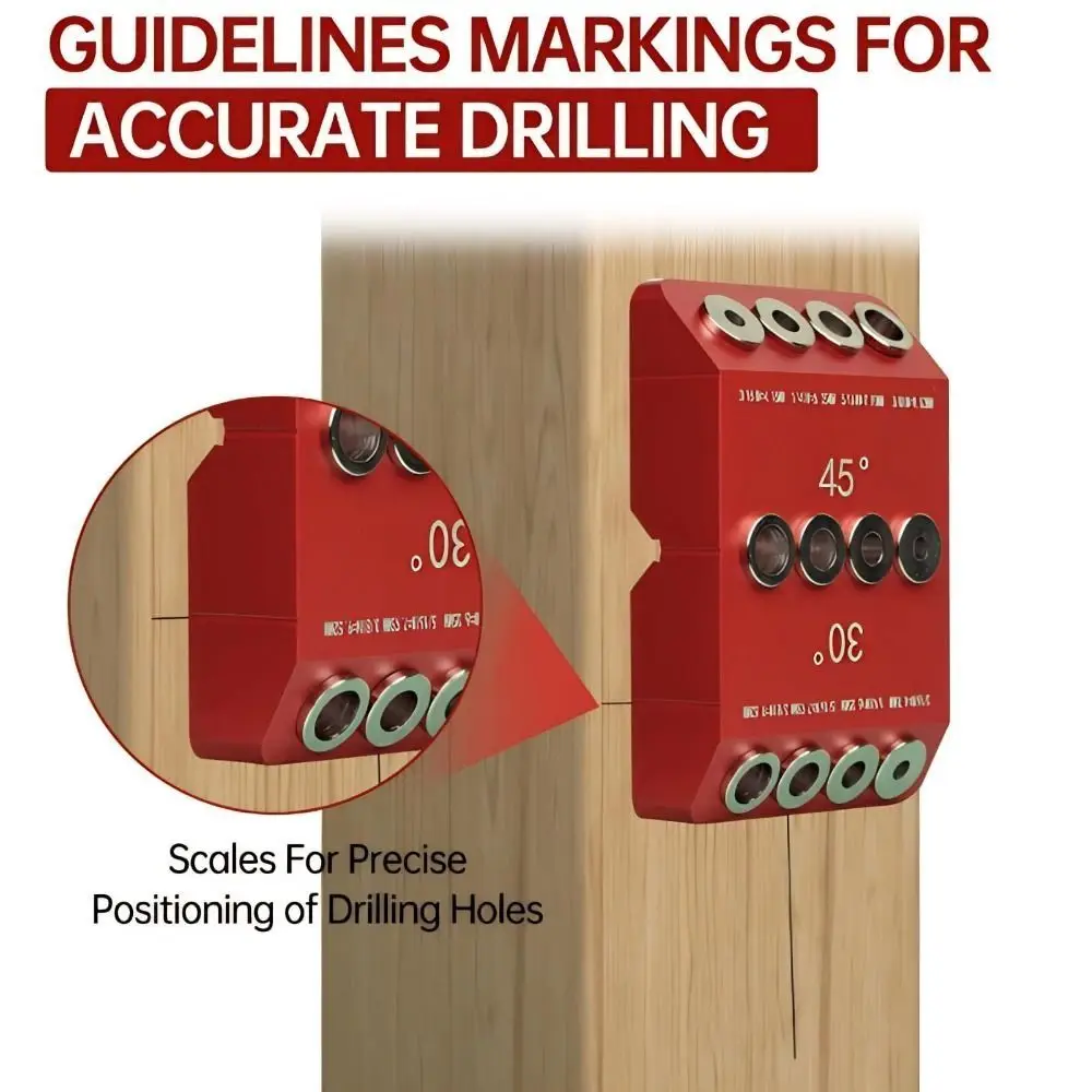 

30 45 90 Degree Angle Drill Guide High Hardness Angle Angled/Straight Holes Drill Template Block V/N Shape Slot Red