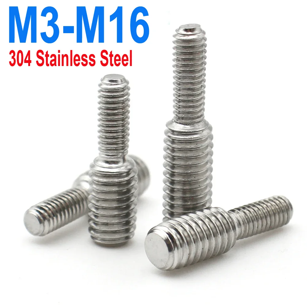 304 Stainless Steel Double Head Conversion Bolt M3 M4 M5 M6 M8 M10 M12 M14 M16 External Thread Changeable Diameter 1-10pcs