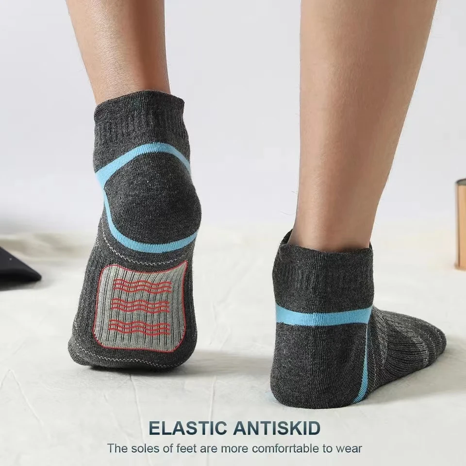 5 Paar hochwertige Socken für Herren, Sommer, Outdoor, lässig, Baumwollsocken, kurze, atmungsaktive schwarze Söckchen, Laufen, Sportsocken, Größe 38–45 – Detail 5