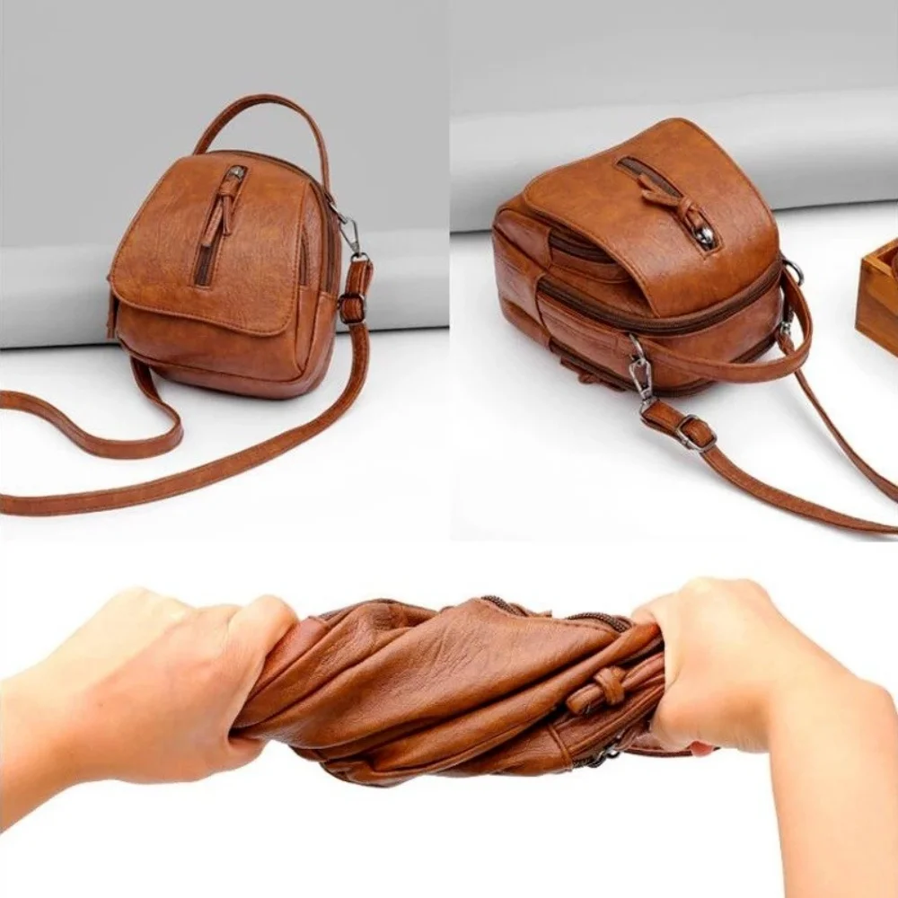 New Concise Multi-Functional Soft PU Leather Small Shoulder Bag For Women Vintage Crossbody Cash Purse Cell Phone Bag