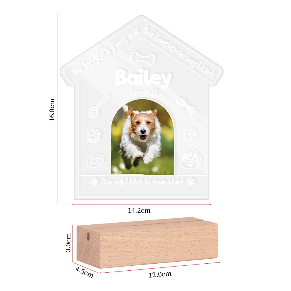 Personalized Dog Memorial Gifts for Loss of Pet Memorial Gifts for Dog Cat, Personalized Night Light Dog Memorial Photo Plaque D