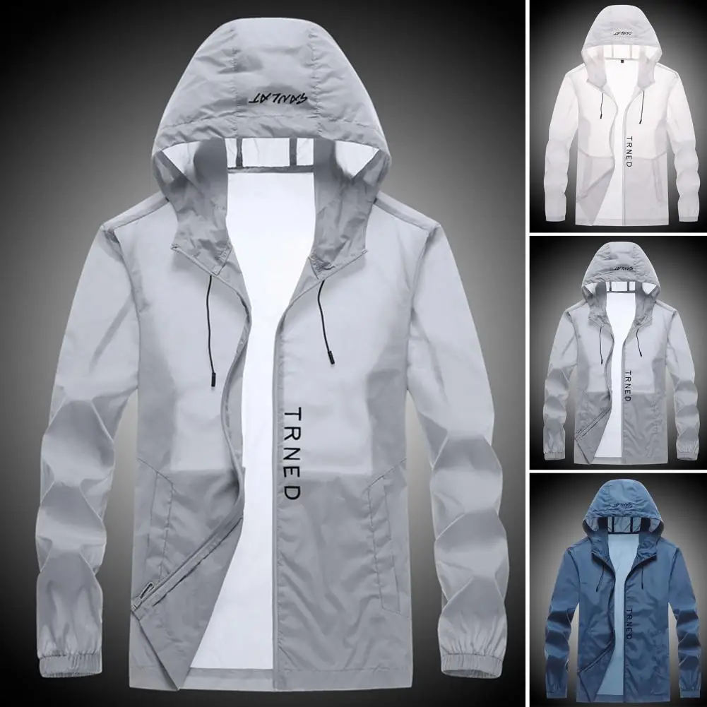 Simple Sunscreen Outdoor Coat Thin Zipper Ultralight Quick Dry Hood Sunscreen Jacket  Sun Protection Coat Anti-UV