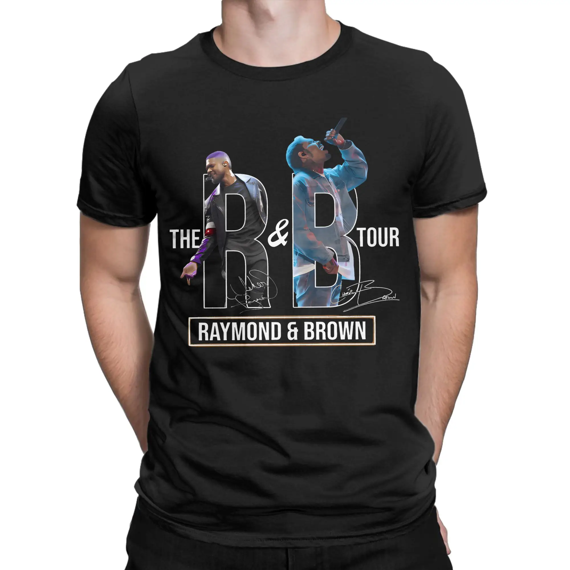 Printed Chris Brown Usher R&B Tour 2026 T Shirt for Men Women  Cotton Tee Shirt Short Sleeve Clothes