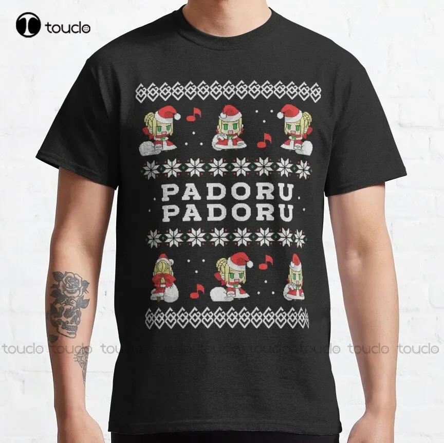 Padoru Padoru Saber Fate Ugly Christmas Sweater Classic T-Shirt Bowling Shirts For Men Custom Aldult Teen Unisex Xs-5Xl Cotton