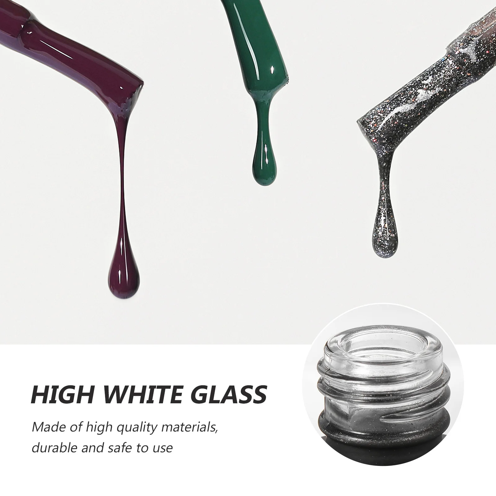 

1Set Nail Polish Bottle Empty Nail Gel Container Black Durable Glass Portable Refillable Bottles for Home and Professional Use