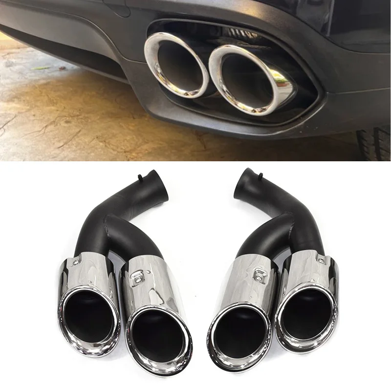 Quad Stainess Steel Car Exhaust Tip For Porsche Cayenne 2015 2016 2017 GTS Style Exhaust Pipe Muffler Tip Exhaust System Nozzle