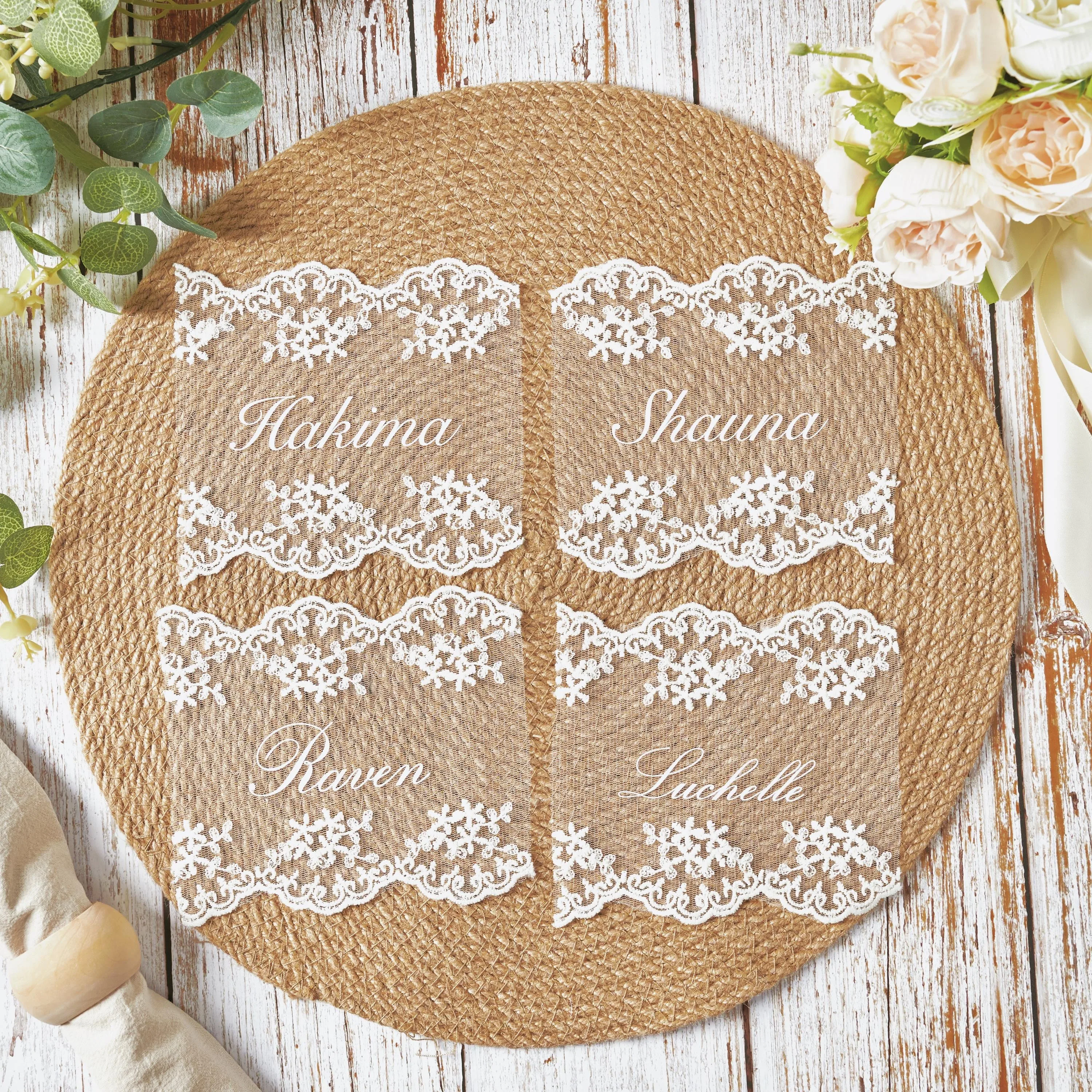 Personalized Lace Place Cards Personalised Wedding Name Cards Vintage Table Settings Custom Wedding Decor Keepsake