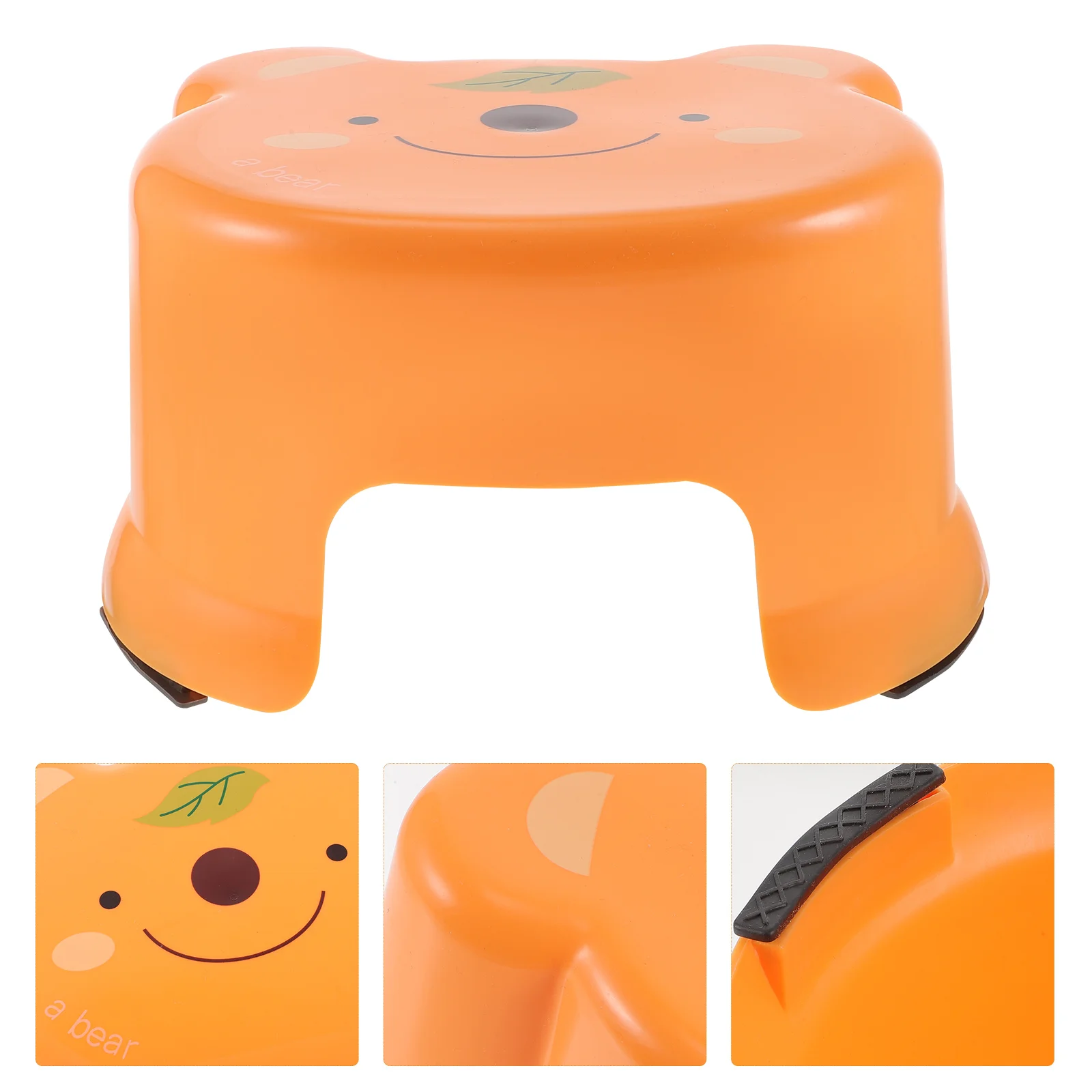 Sgabello da cucina per bambini Aiutante Sedile WC in plastica per cartoni animati Piede addensato Piccolo gradino arancione