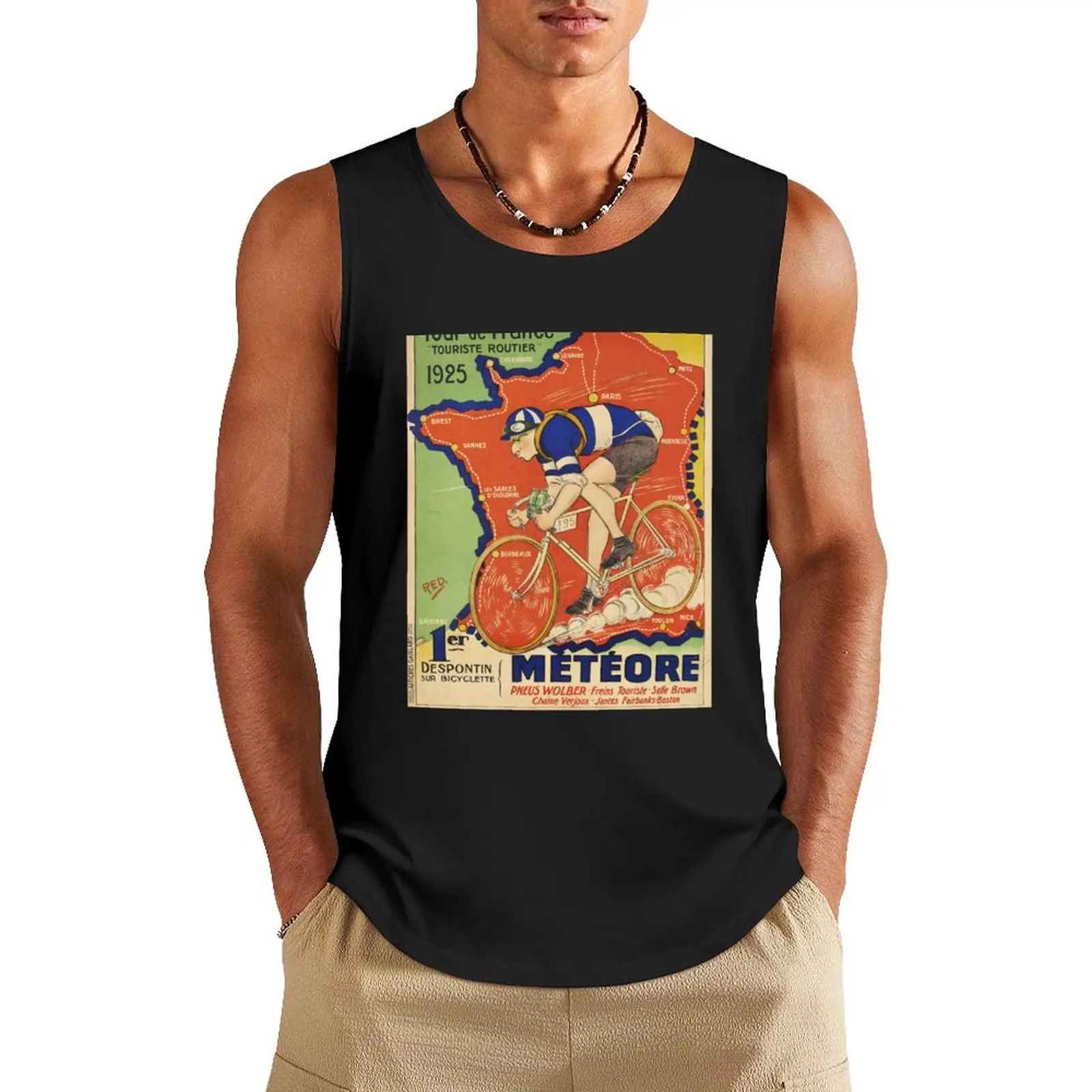 

tour de france 1925 vintage Tank Top men clothes gym training accessories Fitness men clothing running shirt underwear