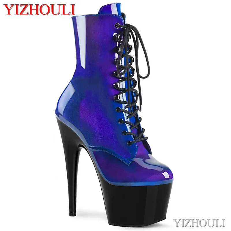 

17-20cm high heel, low barrel dinner , 7in round head, magic color vamp ankle .High heels on the nightclub stage dance shoes