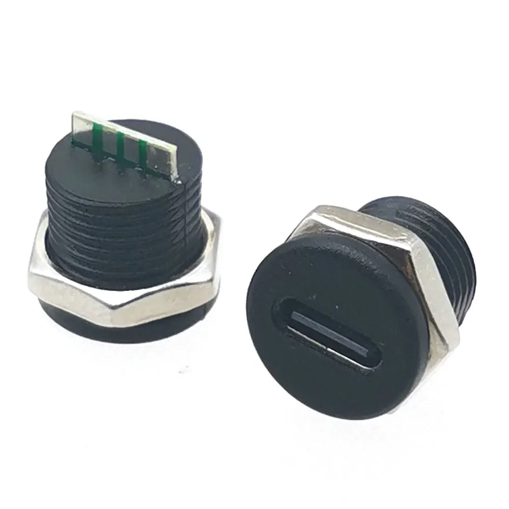 

10Pcs USB-C 4 Pin 3A 5V Charging Socket nut snap lock plate USB TYPE-C female type C Waterproof Female Connector
