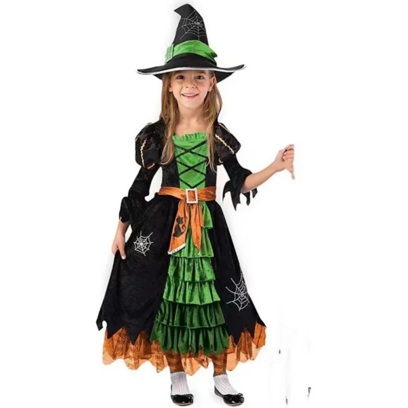 

Witch Princess Skirt Hat Hand-Made Beautiful Exquisite Halloween Cosplay Children'S Stage Costume Children Birthday Present