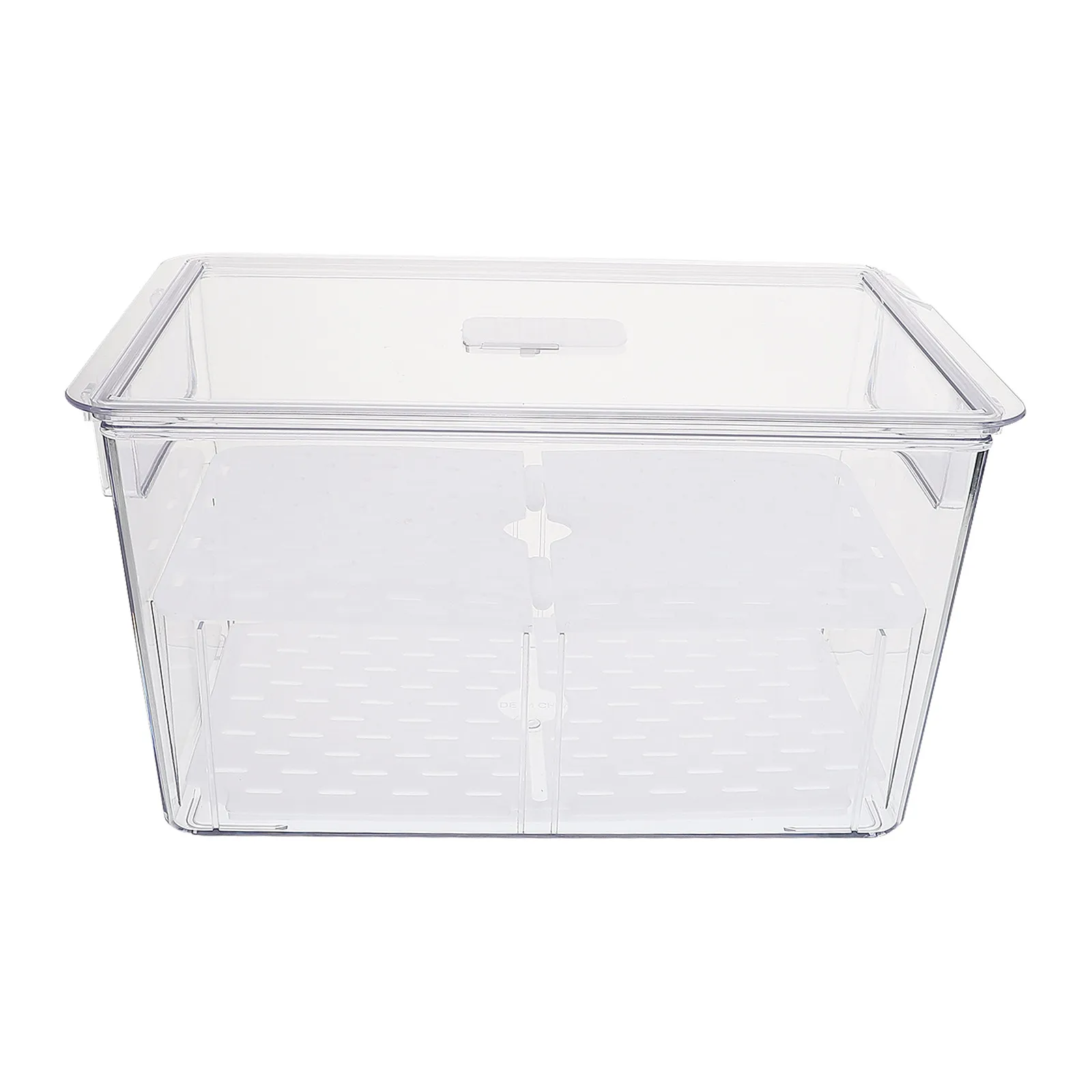 

1 шт. Прозрачный пластиковый контейнер для хранения продуктов в холодильнике: для яиц, фруктов, овощей, с отделениями и функцией дренажа