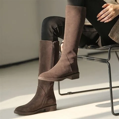 Women's Winter Warm Cool Shoes Grils Solid Boots Ladies Fashion Faux Fur Black Long Boots