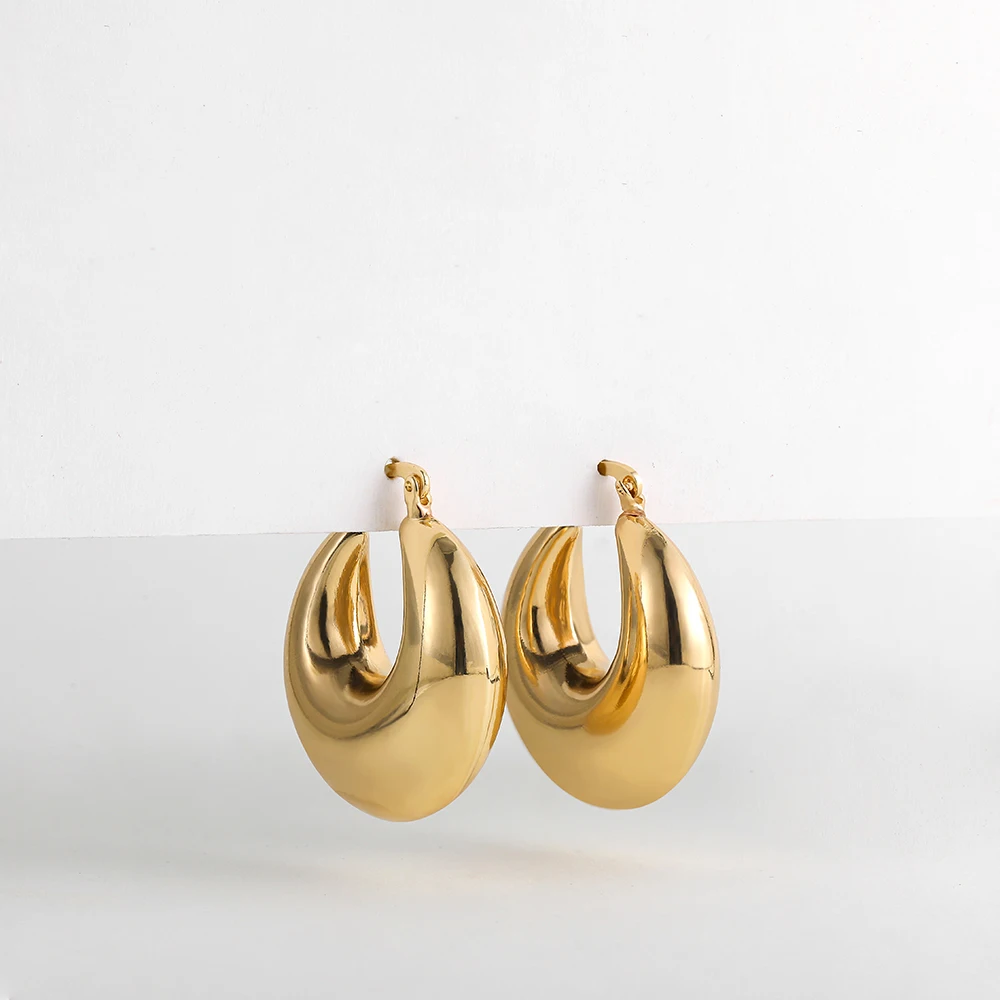 Orecchini A Cerchio Spessi In Argento 925 Placcato Oro 14K - Leggeri Cavi Per Donna - 5mm Larghezza (25-90mm) - Oro, Oro Rosa, Argento