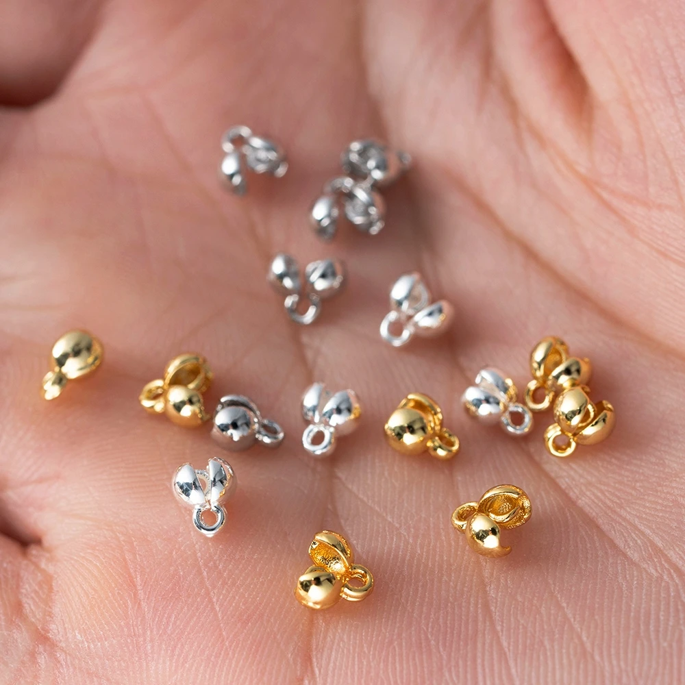 20Pcs 18K Gold Plated Crimp End Bead Findings,Bead Tip Ball Chain Connector Accessorie For DIY Necklaces Earrings Jewelry Making view 5