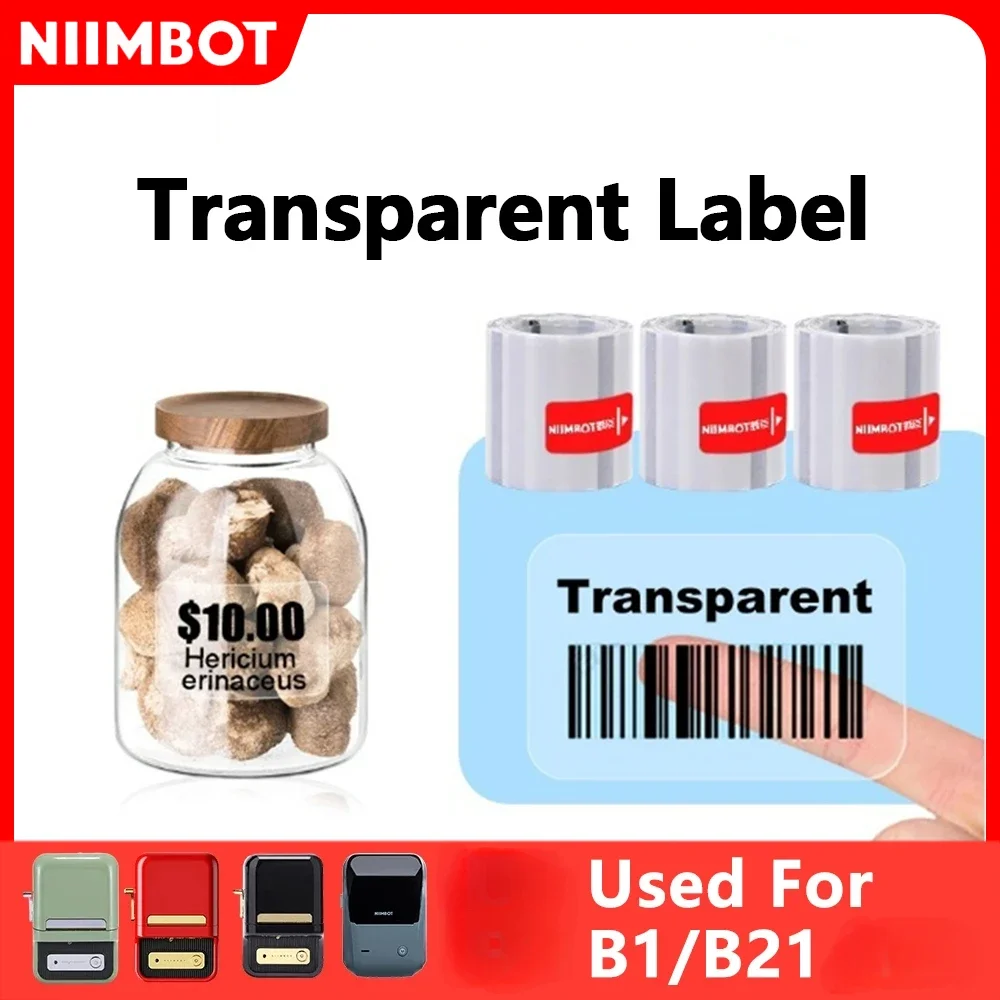 Niimbot Transparent Stickers Label Printer Stickers Portable Printer Thermal Label Waterproof Stickers Fast Printing For B1/B21