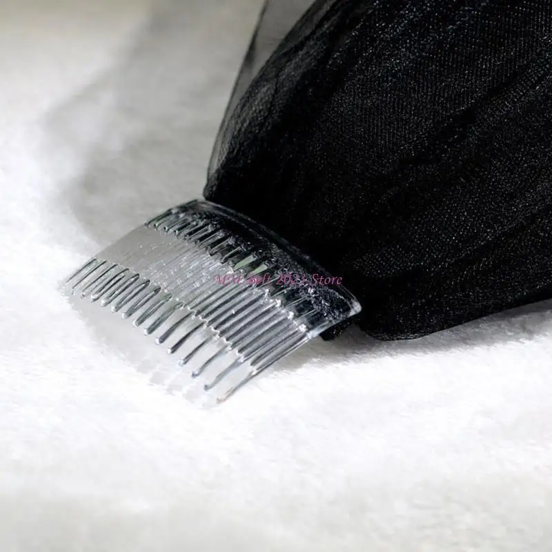 49ME نساء بسيط قصير الحجاب غطاء الرأس الأسود تول الحجاب لحفلات الزفاف هالوين كرنفال خمر زي الدعائم الحفلات #1