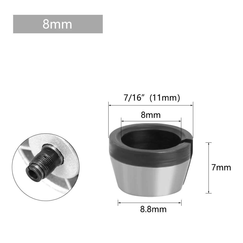 LAVIE 콜릿 조각 트리밍 머신, 전기 라우터 밀링 커터 액세서리, 3 개 세트, 콜릿 척, 6mm, 6.35mm, 8mm, 1 개