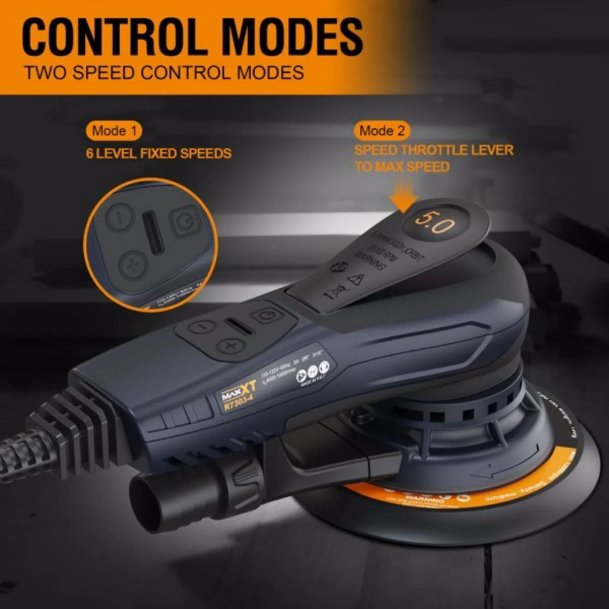

Electric 5mm Random Orbital Sander Variable Speed Palm Sander with Brushless Motor, 5&6Inch Sanding Pads, Sanders for Woodworkin