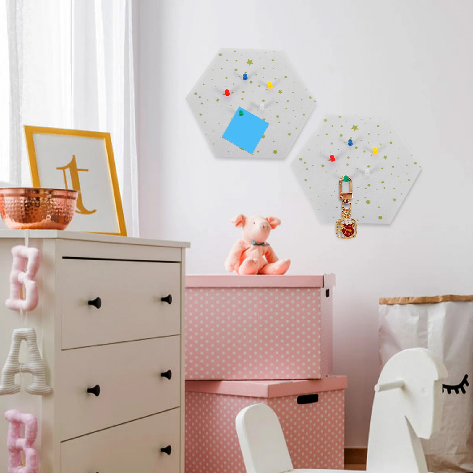 

2pcs Hexagon Felt Wall Self-Adhesive Memo Bulletin Boards For Home Office Decor Photo Display Felt Notice Tile Boards Wall