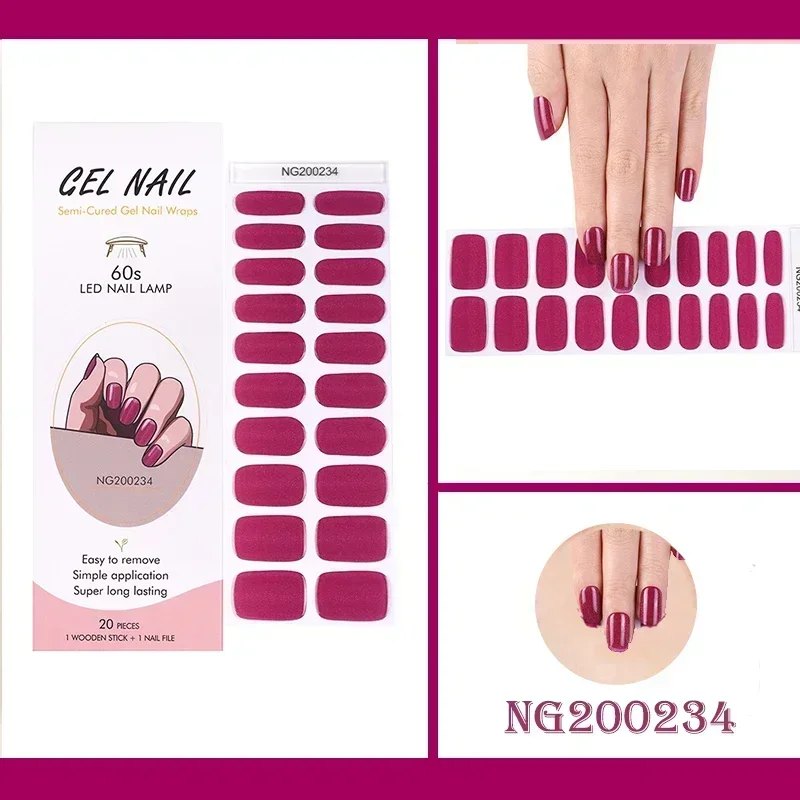 Modetrend Nagel Charms Aufkleber Französisch Gel Aufkleber Nagel Streifen halb gehärtet Gel Nagellack Film volle Abdeckung UV Gel Nagel Aufkleber