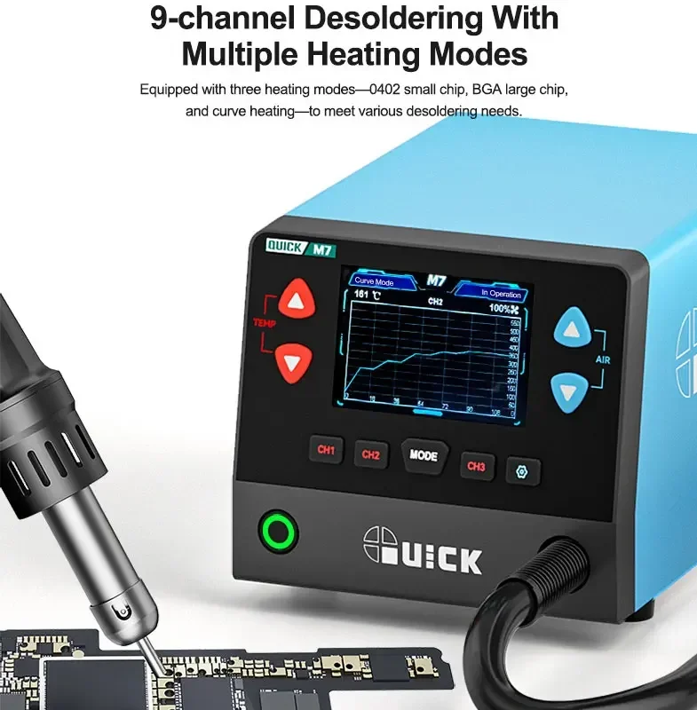 QUICK M7 1000W Intelligent Lead-free Hot Air Desoldering Station 3