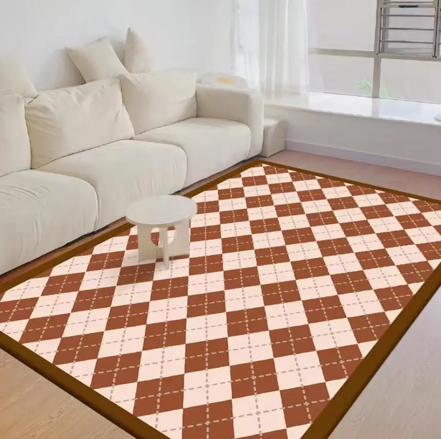 Nordic Color Checkerboard Plaid Carpets for Living Room Decoration Home Large Rugs Bedroom Decor Carpet Washable Rug Floor Mats