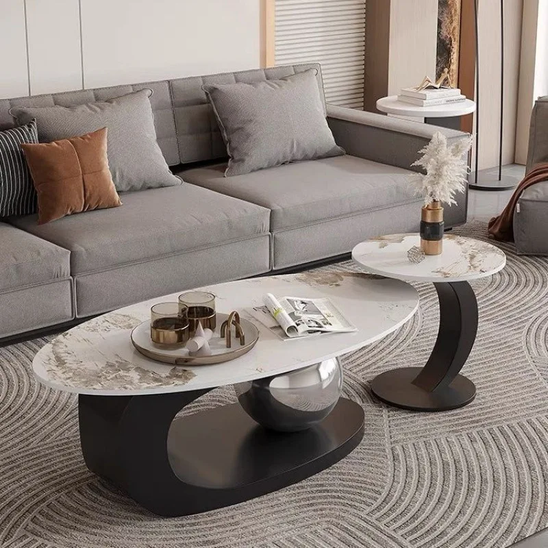 

Rock slab oval coffee table light luxury modern living room home minimalist small apartment new creative Internet celebrity