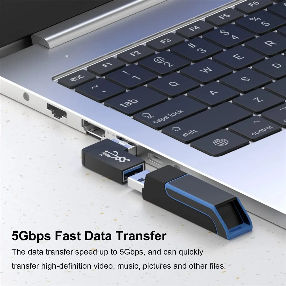 AU47-4 Pack USB 3.0 Adapter Vertical Up and Down Angle, Horizontal Left and Right Angle USB Male to Female Extender Connector