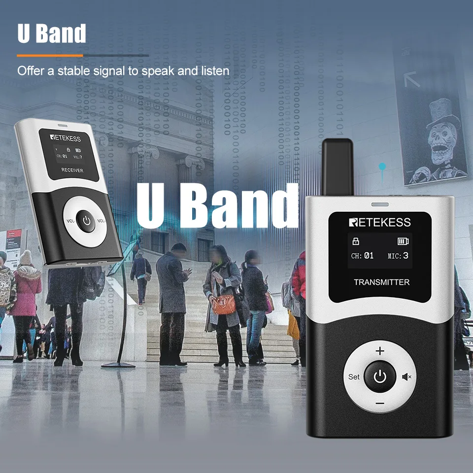 Retekess T130U UHF Tour Guide System Audio Guide Set for Church Translation Visit Tourism Factory Training Teaching Conference