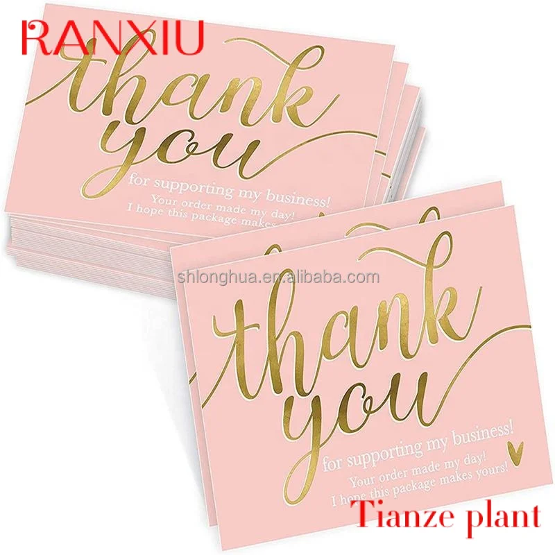 

Custom Low Moq High Quality Luxury Custom Pink Metallic Foil Logo Business Postcard Wedding Thank You Card