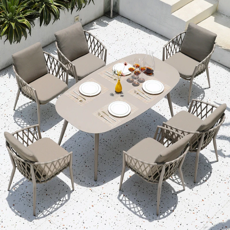Outdoor Table And Chair Set，Table Set, Courtyard Open-Waterproof And-Proof Outdoor Trendy Leisure Rattan Chair, Garden Ratta