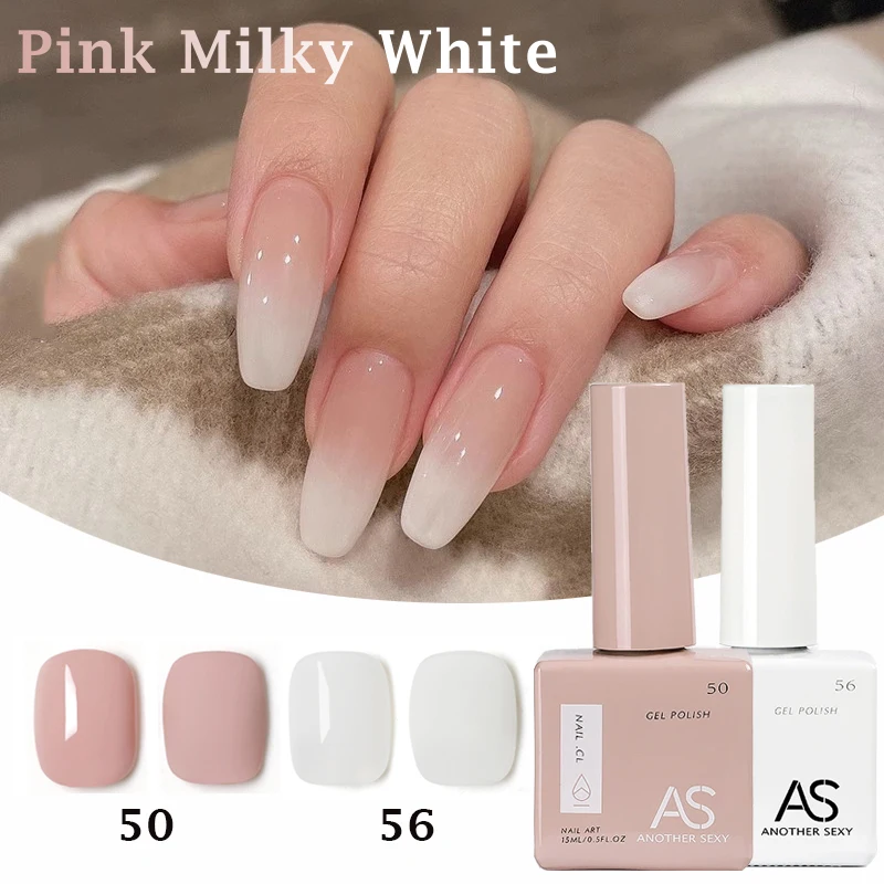 AS 1pc 15ML Milky White Pure Nail Polish Gel Nail Add Nude Pink Semi-Permanent Soak Off UV LED Construction Gel Varnish