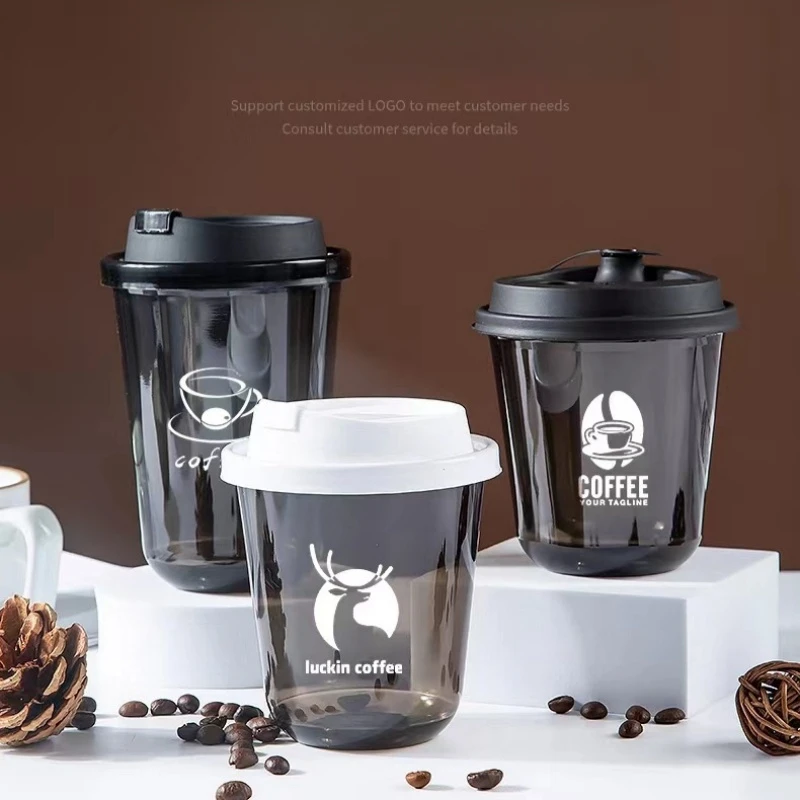 Tazza di caffè freddo americano a forma di U in plastica nera PET, tè al latte con bevande fredde usa e getta, tazze da asporto, Wj62, 1000 pezzi