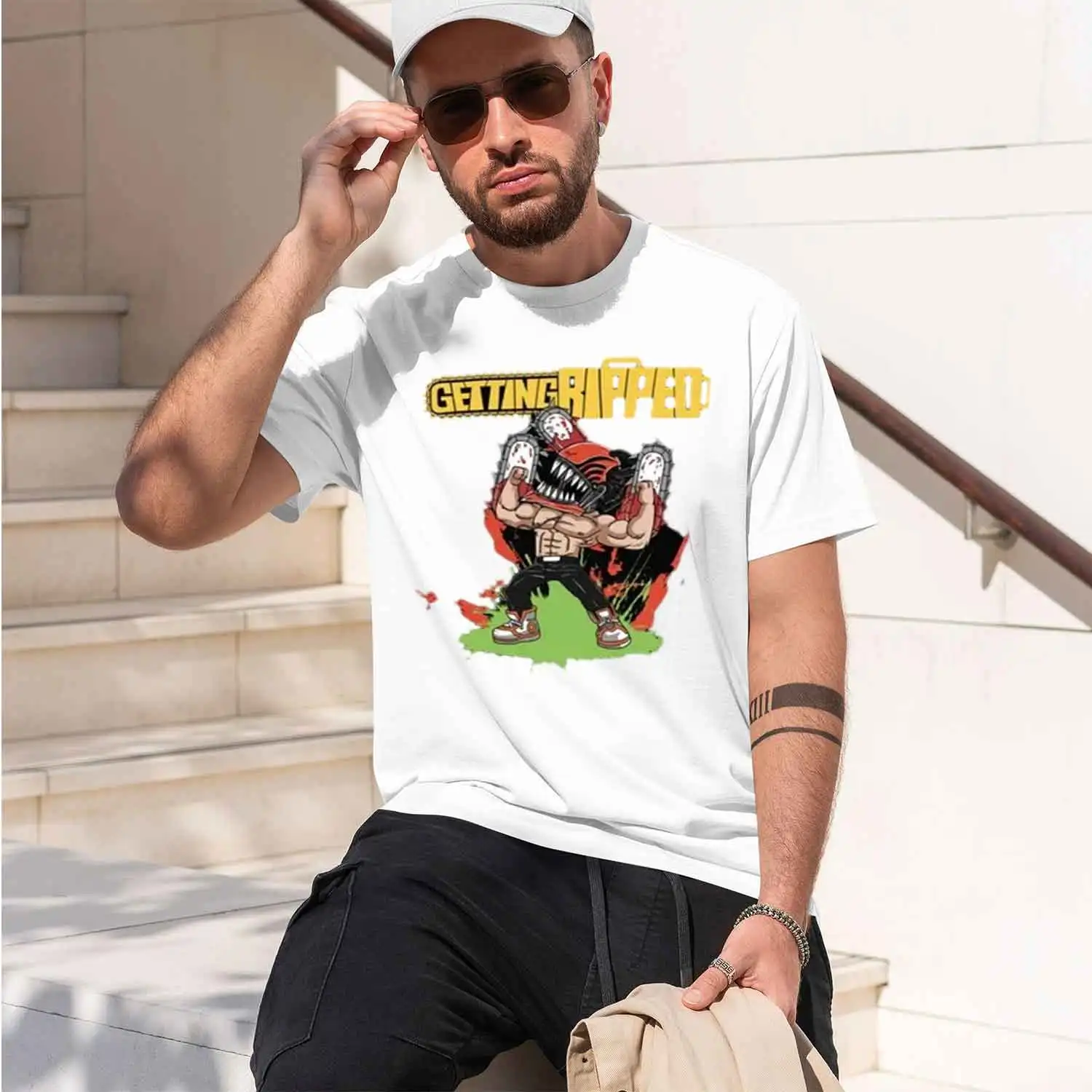 Anime Japanese Man Gym Maine Weight Lift Dumbbell Exercise T-Shirt 2026 New Model Short-sleeve crewneck T-Shirt Classic Casual M