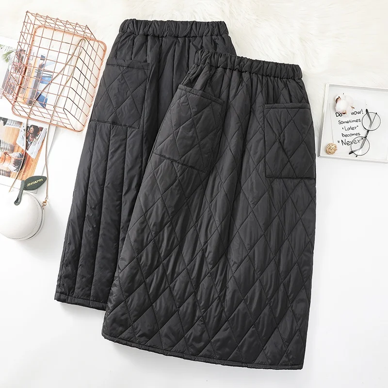 Women's Winter Mid-Length A-Line Skirt Cotton down Half Skirt Warm Windproof  Skirt Outlet Store Long Cotton Skirt