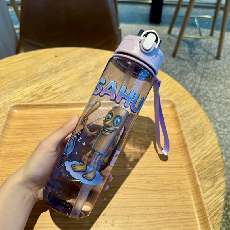 750 مللي الكرتون نمط كوب بلاستك زجاجة ماء المحمولة لطيف كوب بقشة الساخن بيع عالية المظهر الكرتون الأطفال كذاب