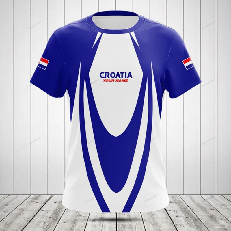 Custom Name Summer Casual Croatia Flag Graphic T-shirts Cool Men's Fashion Jersey Loose Short Sleeve Outdoor Streetwear - view 6