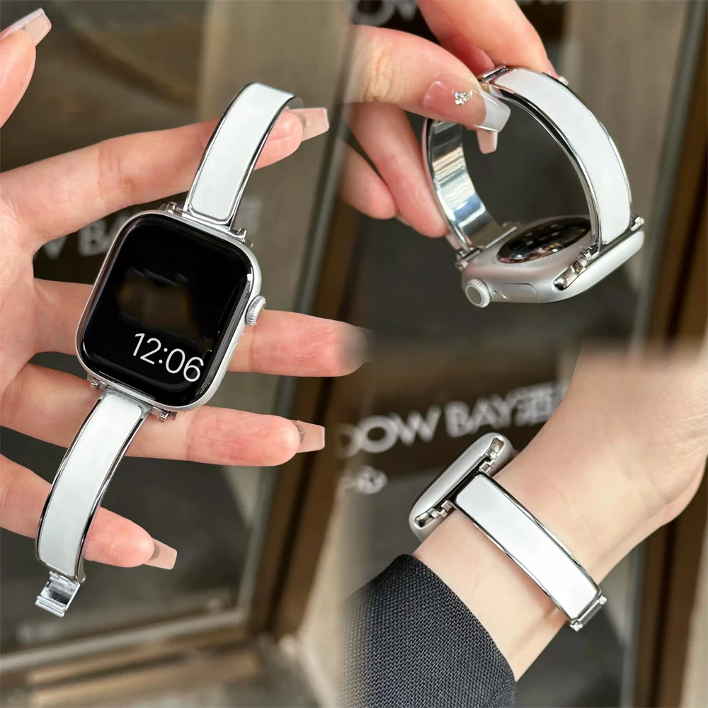Schlanke Uhrenarmbänder für Apple Watch 38 40 41 42mm 44mm 45mm 46mm 49mm Metall Verstellbares Armband iWatch Series 12 11 10 9 8 7